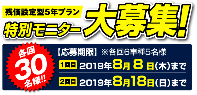 限定30名様!!特別モニター大募集