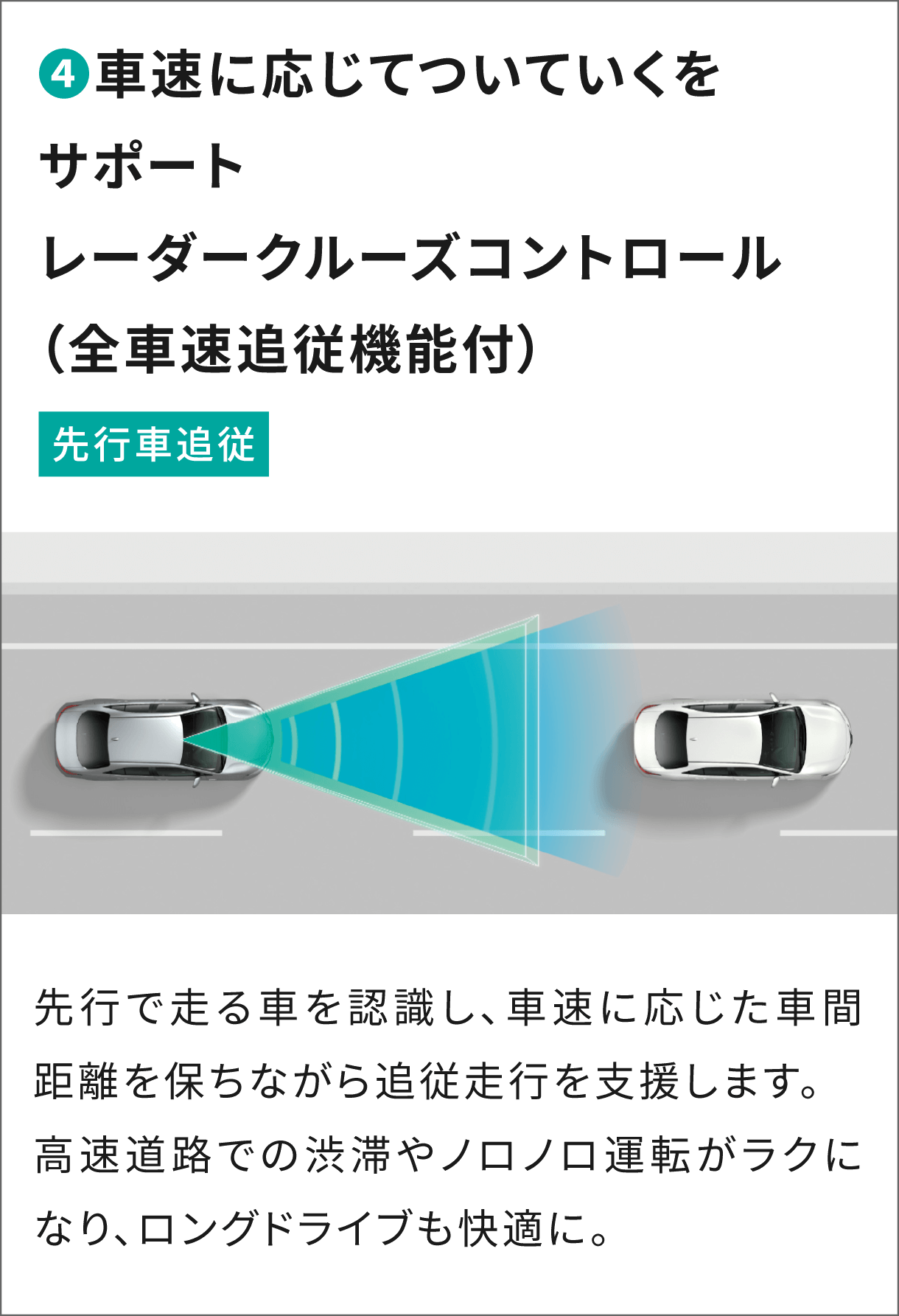 車速に応じてついていくをサポート レーダークルーズコントロール