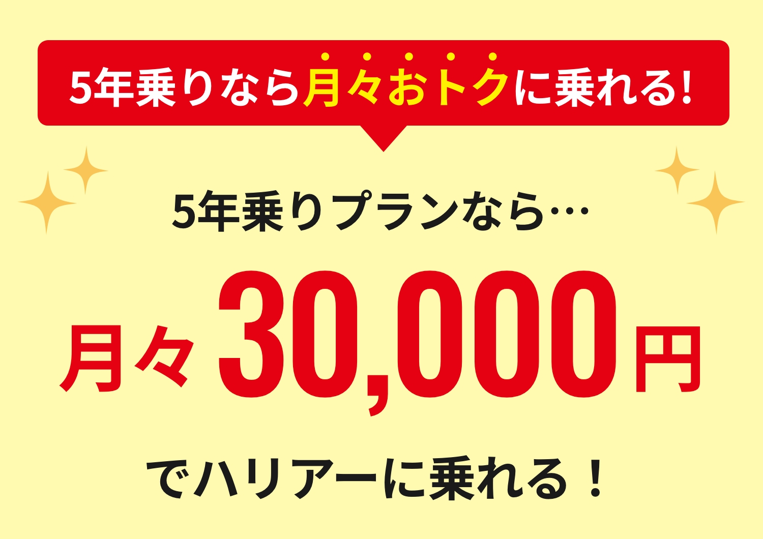 5年乗りプランなら…月々30,000円でハリアーに乗れる！